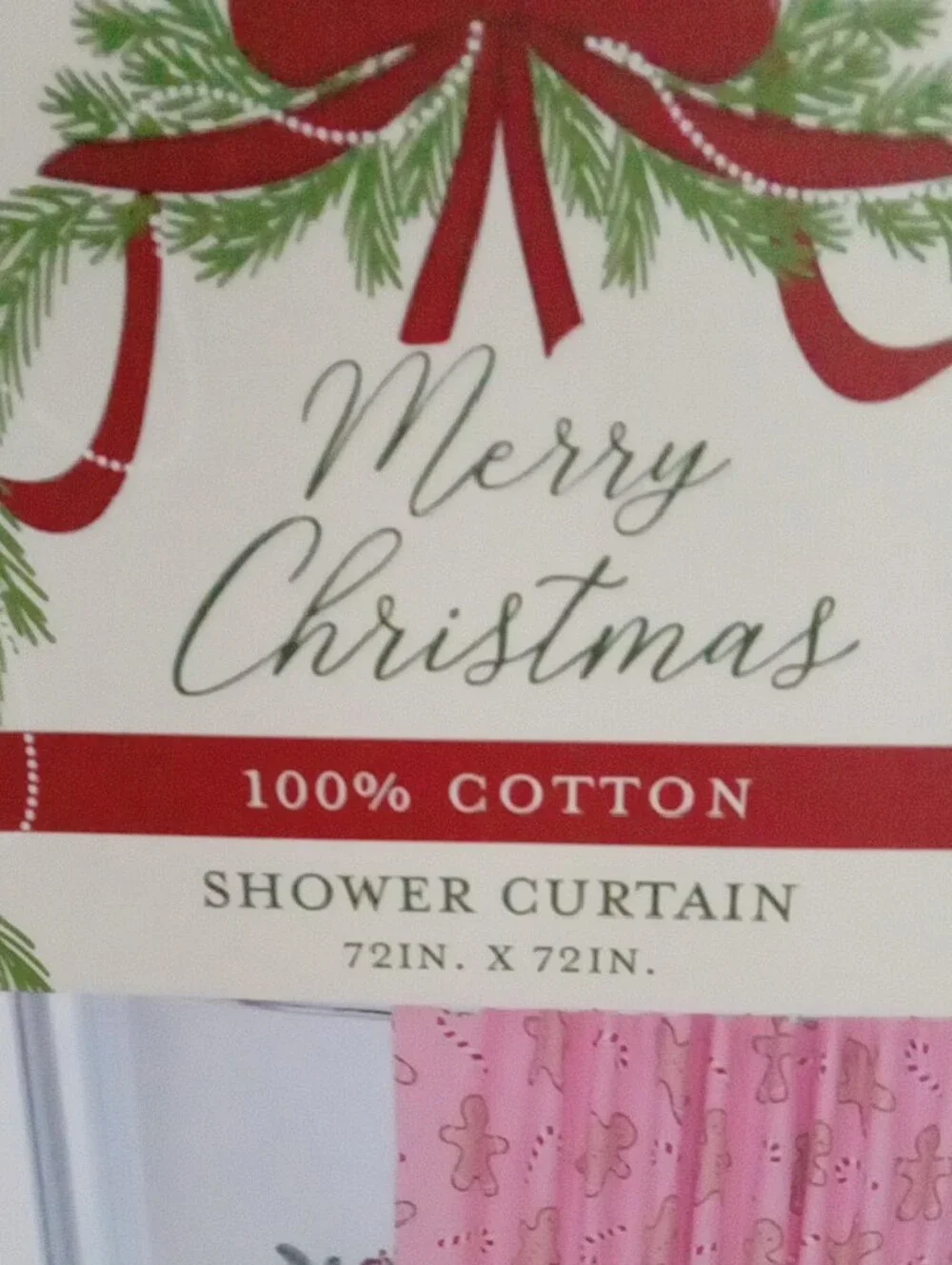 Pink Gingerbread & Candy Cane Shower Curtain